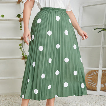 Woochic jupe grande taille imprimée à pois plissée
